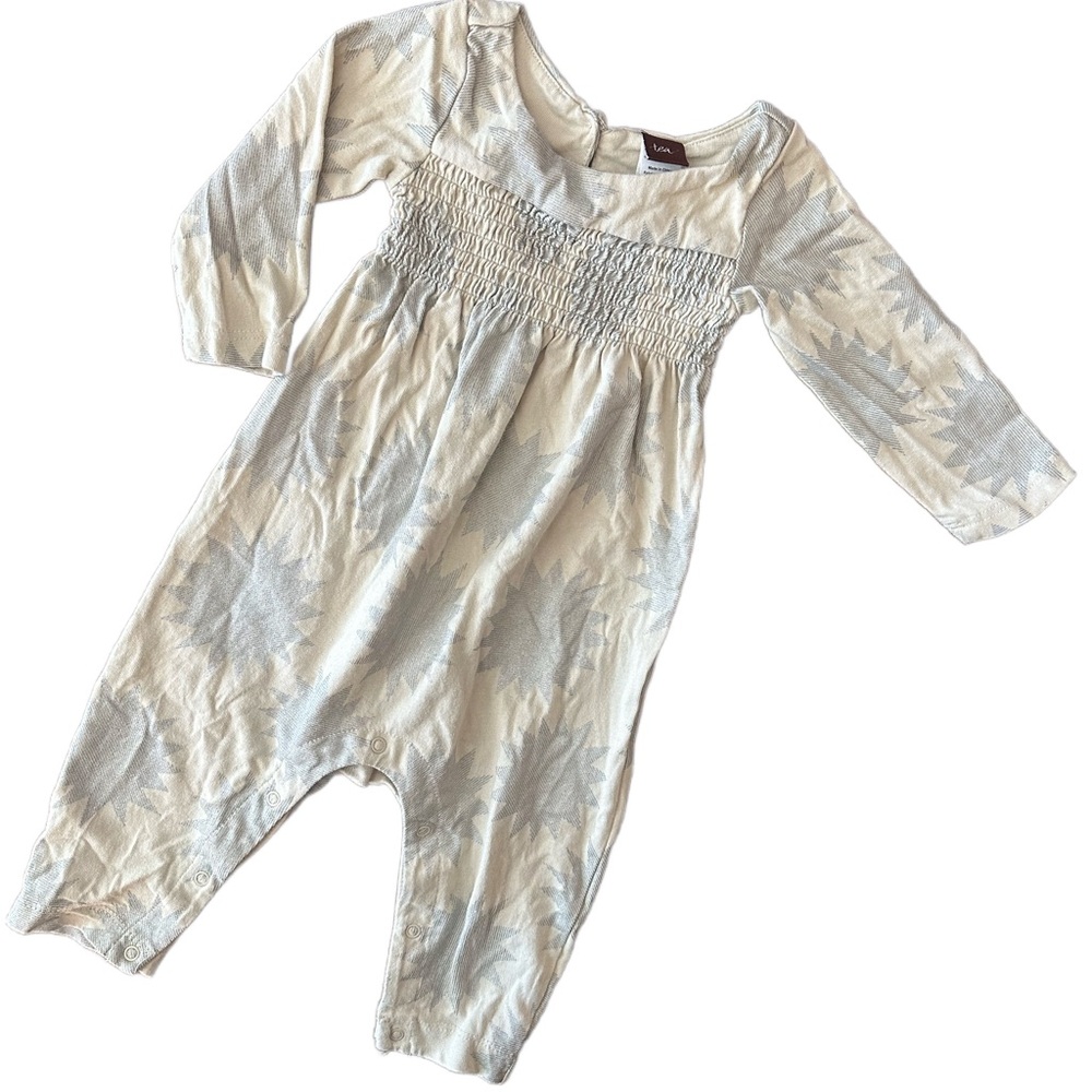 Tea Collection Smocked Starburst Metallic Romper 3-6M
